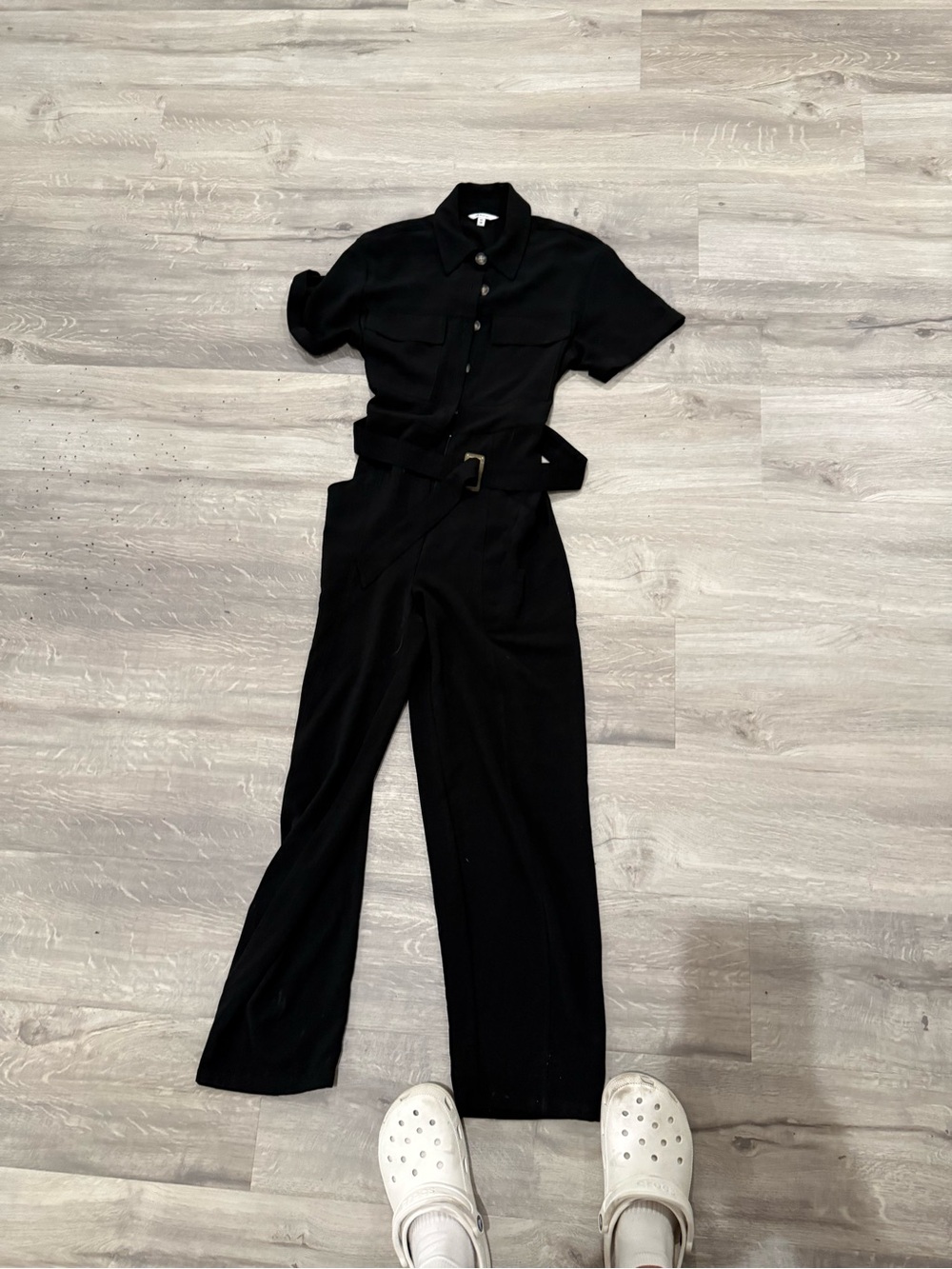 Classic Black Short-Sleeve Utility Jumpsuit - Picture 3 of 3